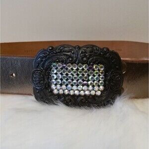 FOSSIL Metallic Gold Embellished Buckle Belt